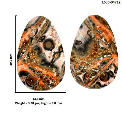 Leopard Skin Jasper Pair 13.5x20.9x3.8 mm Fancy Shape Polished Gemstone LS30-04712