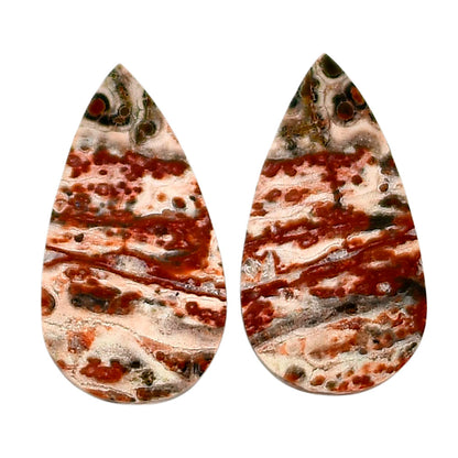 Leopard Skin Jasper Pair 12.5x23.1x3.5 mm Pear Shape Polished Gemstone LS30-04713