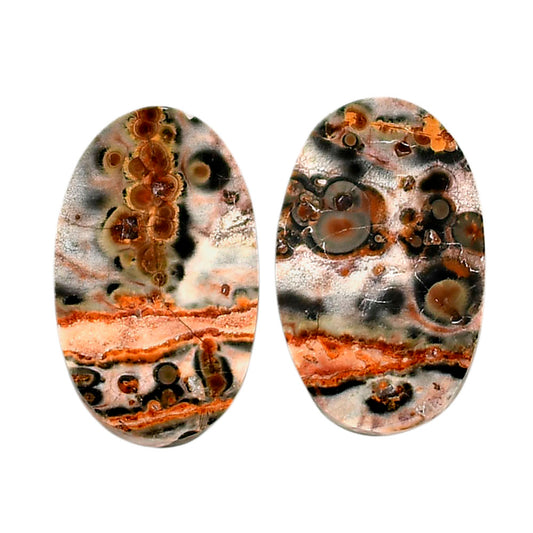 Leopard Skin Jasper Pair 13.4x21.65x3.5 mm Oval Shape Polished Gemstone LS30-04715