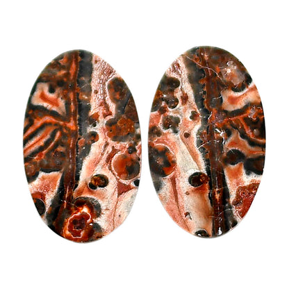 Leopard Skin Jasper Pair 13.3x21.8x3.4 mm Oval Shape Polished Gemstone LS30-04717