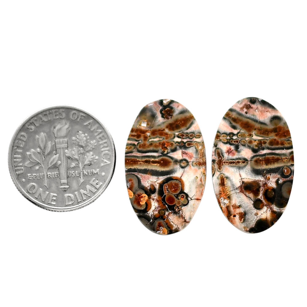 Leopard Skin Jasper Pair 13.6x22.5x3.5 mm Oval Shape Polished Gemstone LS30-04718