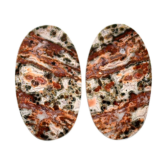 Leopard Skin Jasper Pair 13.5x23.35x4 mm Oval Shape Polished Gemstone LS30-04719