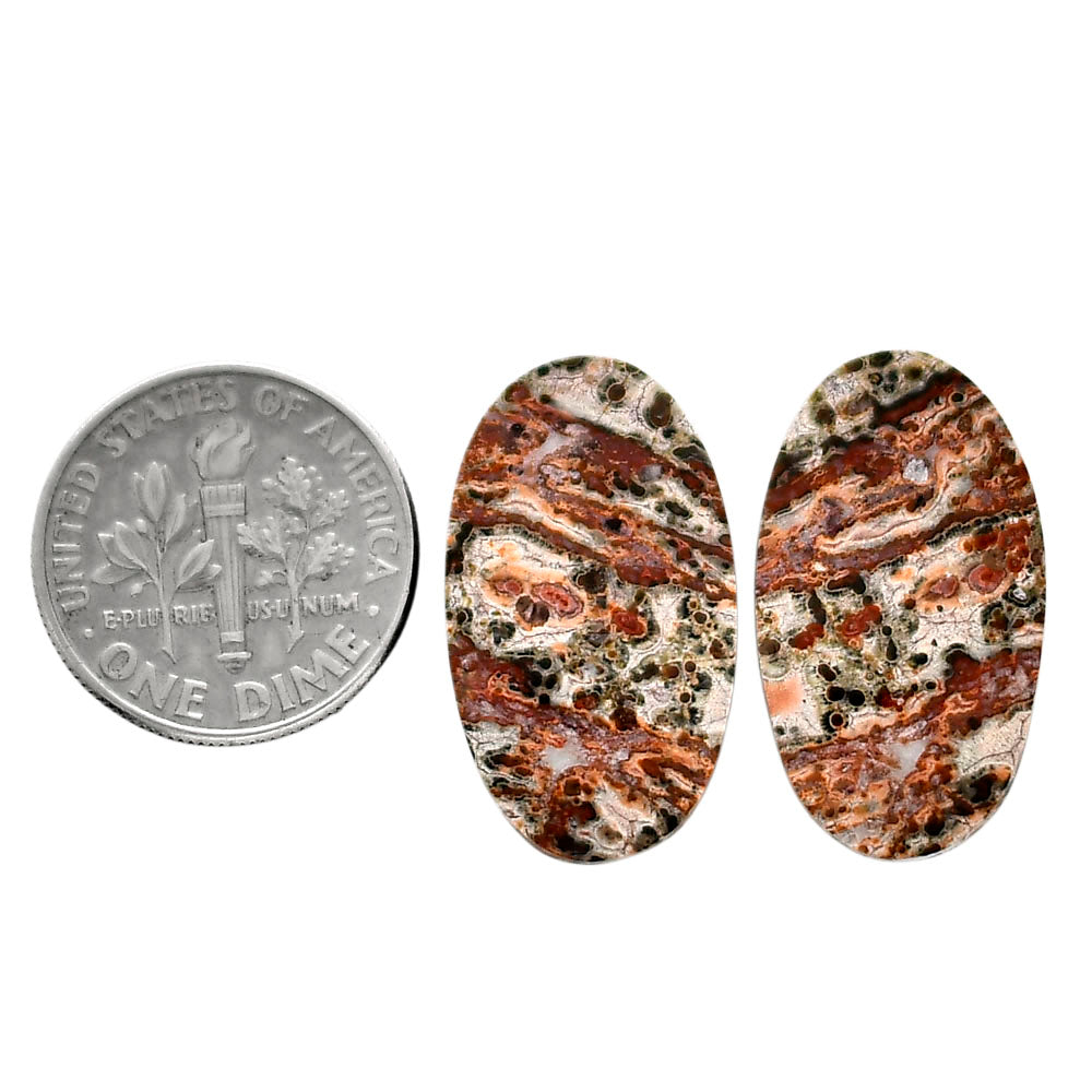 Leopard Skin Jasper Pair 13.5x23.35x4 mm Oval Shape Polished Gemstone LS30-04719