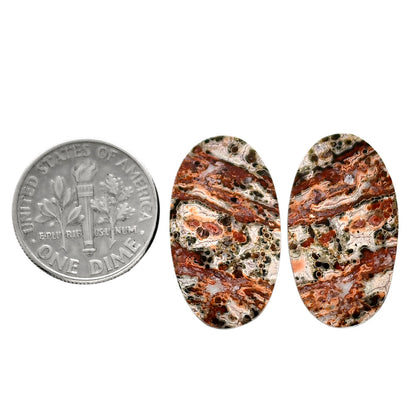 Leopard Skin Jasper Pair 13.5x23.35x4 mm Oval Shape Polished Gemstone LS30-04719