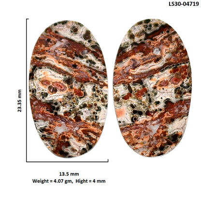 Leopard Skin Jasper Pair 13.5x23.35x4 mm Oval Shape Polished Gemstone LS30-04719
