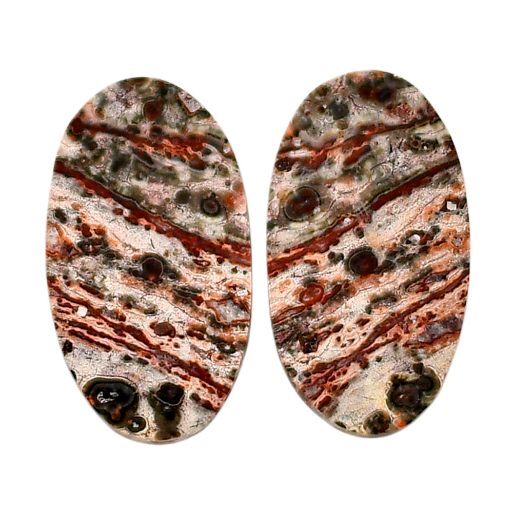 Leopard Skin Jasper Pair 13.7x24.5x4 mm Oval Shape Polished Gemstone LS30-04720