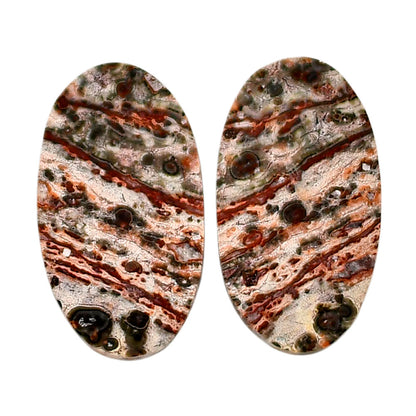 Leopard Skin Jasper Pair 13.7x24.5x4 mm Oval Shape Polished Gemstone LS30-04720