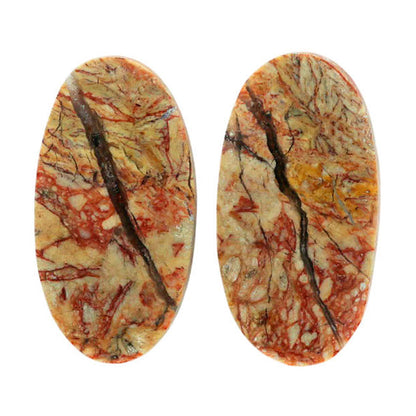 Leopard Skin Jasper Pair 13.3x25.25x4.3 mm Oval Shape Polished Gemstone LS30-07007