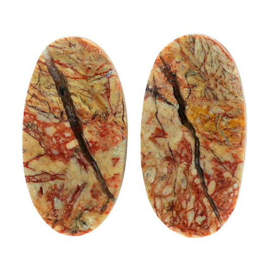 Leopard Skin Jasper Pair 13.3x25.25x4.3 mm Oval Shape Polished Gemstone LS30-07007