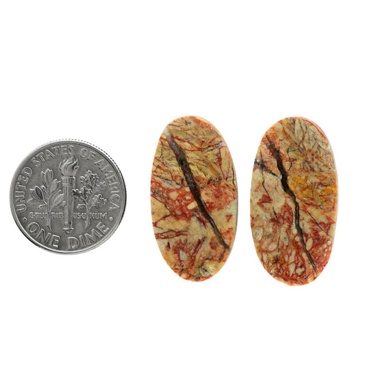 Leopard Skin Jasper Pair 13.3x25.25x4.3 mm Oval Shape Polished Gemstone LS30-07007