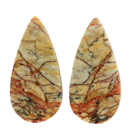 Leopard Skin Jasper Pair 12.6x25.8x4 mm Pear Shape Polished Gemstone LS30-07008