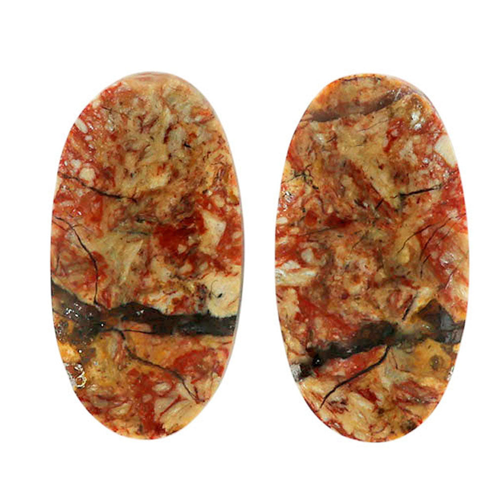 Leopard Skin Jasper Pair 12.5x23.8x4 mm Oval Shape Polished Gemstone LS30-07009
