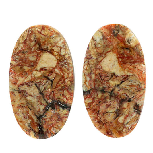 Leopard Skin Jasper Pair 14.8x26.35x4.3 mm Oval Shape Polished Gemstone LS30-07012