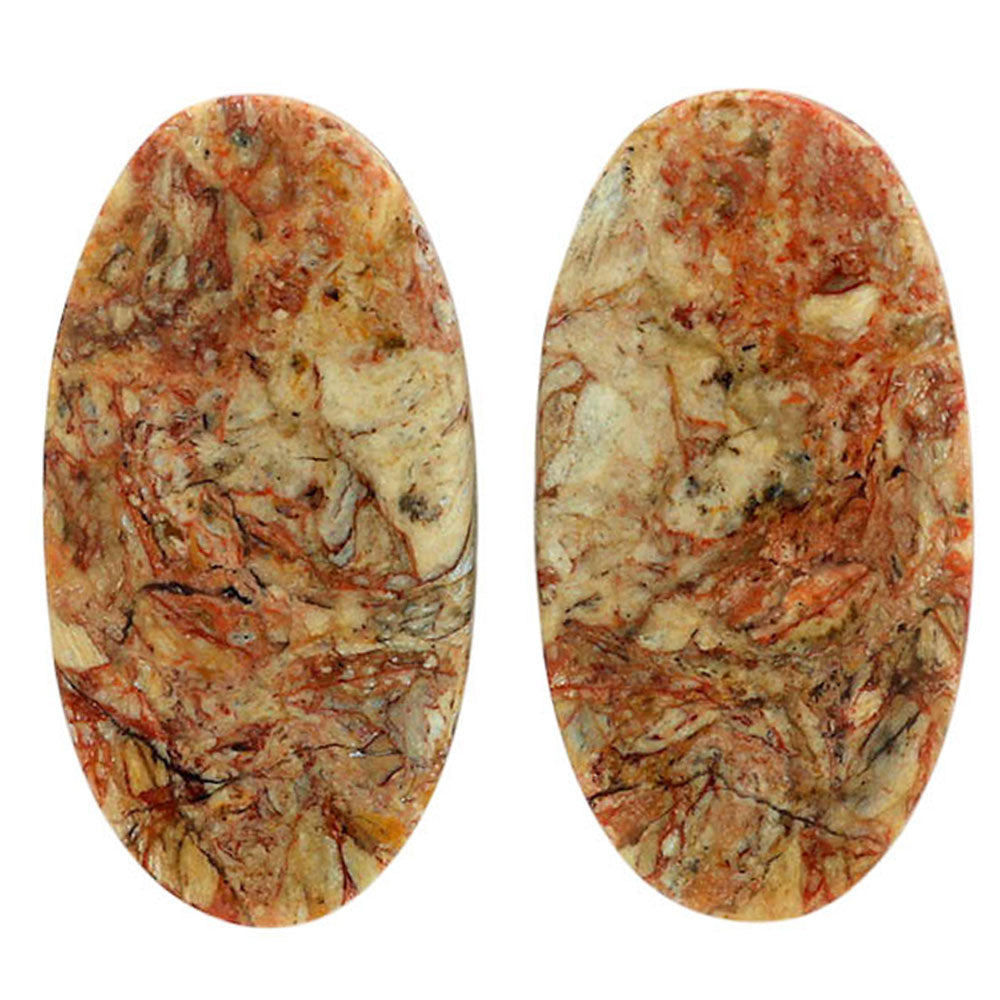 Leopard Skin Jasper Pair 14.75x28x4.3 mm Oval Shape Polished Gemstone LS30-07014