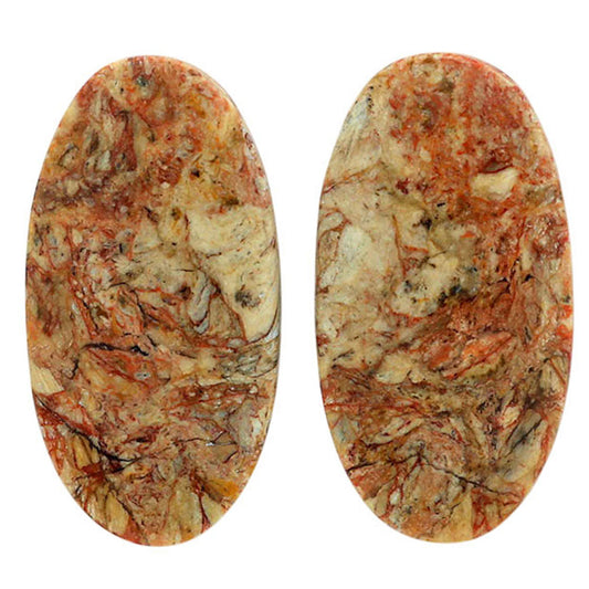 Leopard Skin Jasper Pair 14.75x28x4.3 mm Oval Shape Polished Gemstone LS30-07014