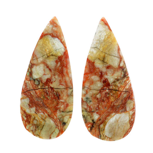 Leopard Skin Jasper Pair 13.3x30.85x4.5 mm Pear Shape Polished Gemstone LS30-07016