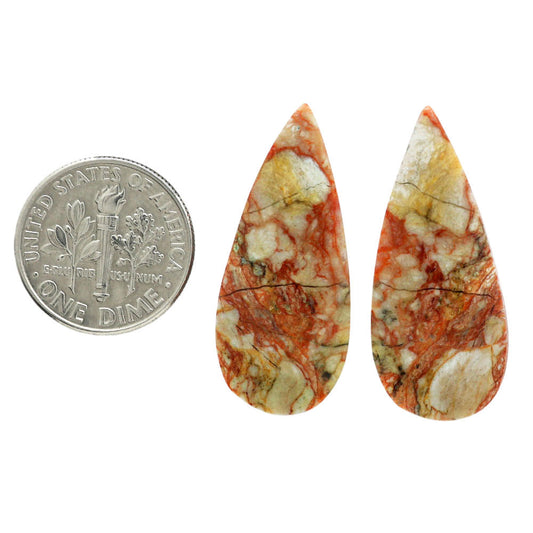 Leopard Skin Jasper Pair 13.3x30.85x4.5 mm Pear Shape Polished Gemstone LS30-07016