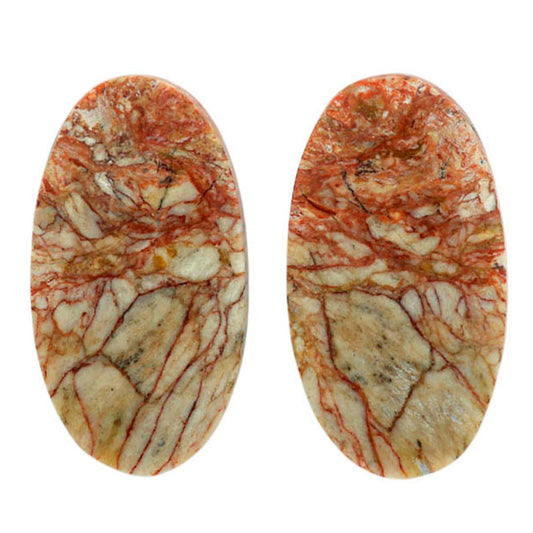 Leopard Skin Jasper Pair 13.8x25.4x4 mm Oval Shape Polished Gemstone LS30-07017