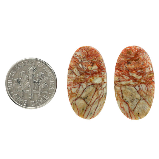 Leopard Skin Jasper Pair 13.8x25.4x4 mm Oval Shape Polished Gemstone LS30-07017