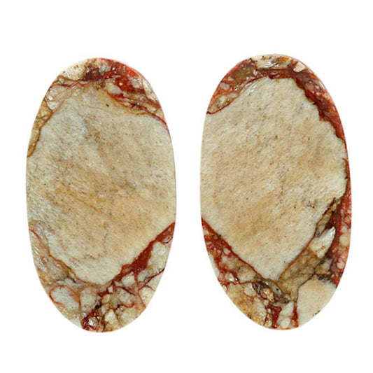 Leopard Skin Jasper Pair 13.8x24.85x3.5 mm Oval Shape Polished Gemstone LS30-07018