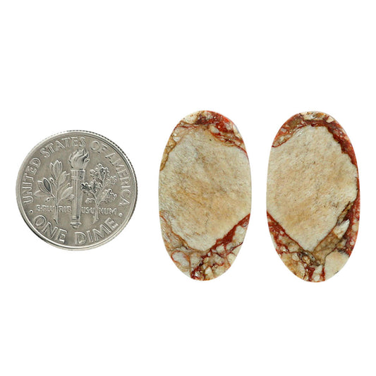 Leopard Skin Jasper Pair 13.8x24.85x3.5 mm Oval Shape Polished Gemstone LS30-07018