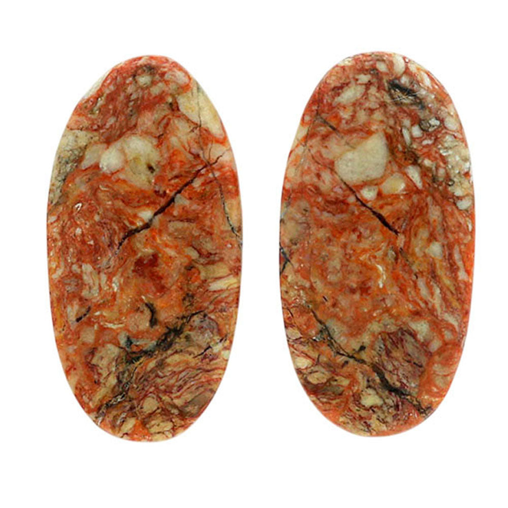Leopard Skin Jasper Pair 13.25x26.15x4 mm Oval Shape Polished Gemstone LS30-07019
