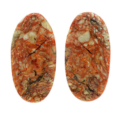 Leopard Skin Jasper Pair 13.25x26.15x4 mm Oval Shape Polished Gemstone LS30-07019