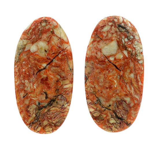 Leopard Skin Jasper Pair 13.25x26.15x4 mm Oval Shape Polished Gemstone LS30-07019