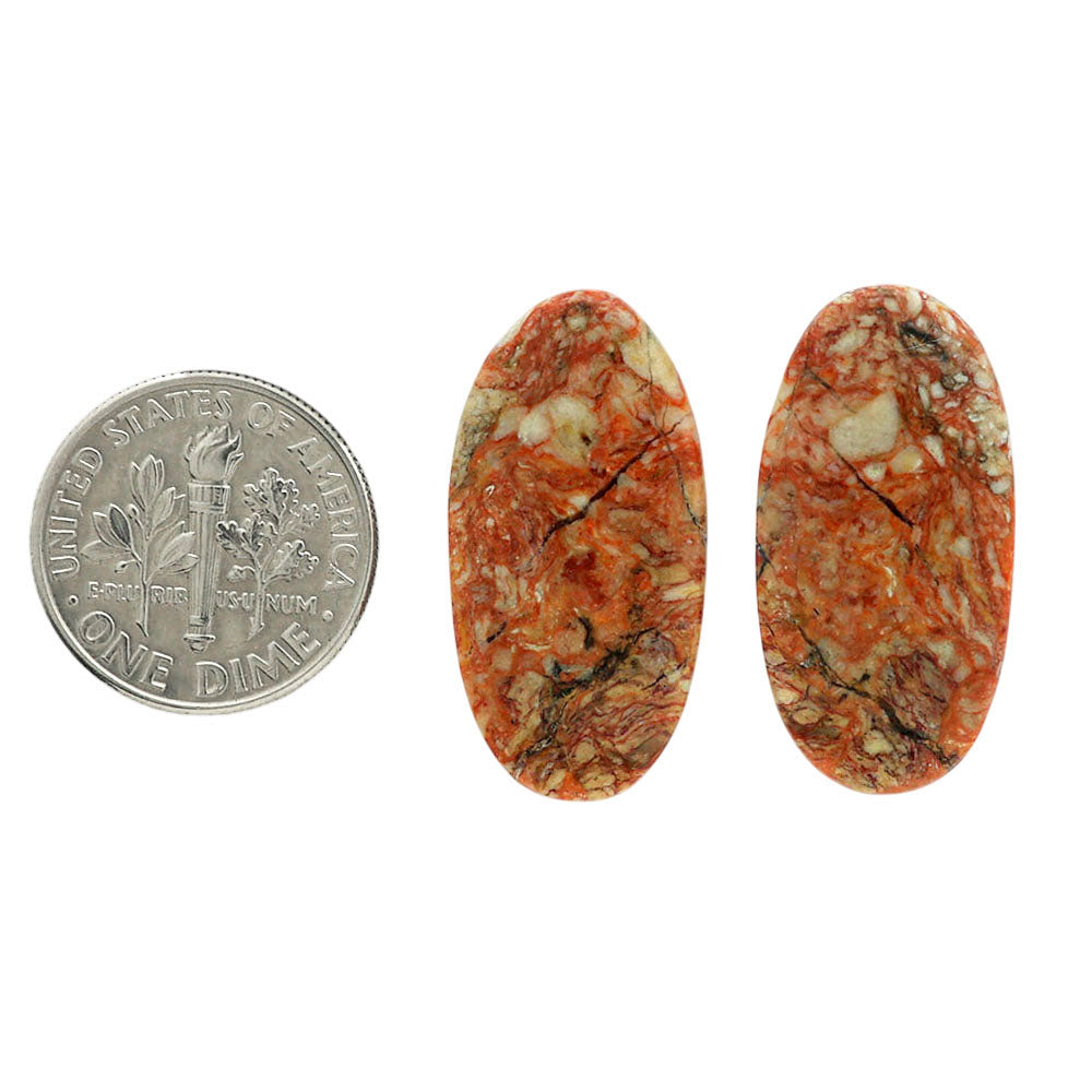 Leopard Skin Jasper Pair 13.25x26.15x4 mm Oval Shape Polished Gemstone LS30-07019