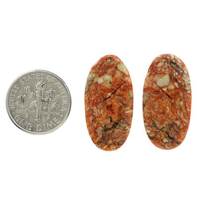 Leopard Skin Jasper Pair 13.25x26.15x4 mm Oval Shape Polished Gemstone LS30-07019