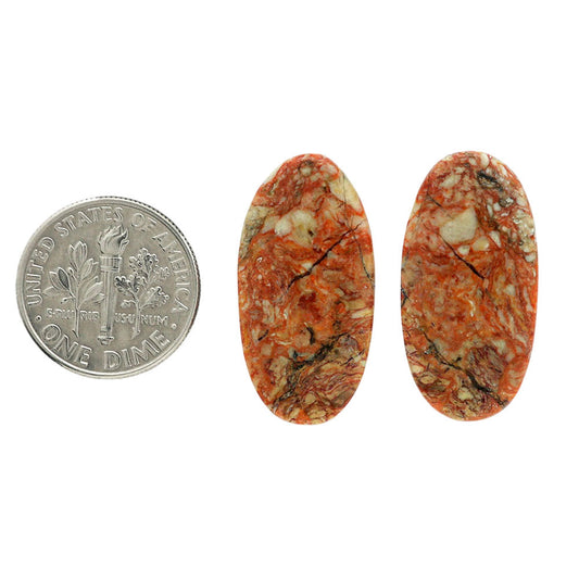 Leopard Skin Jasper Pair 13.25x26.15x4 mm Oval Shape Polished Gemstone LS30-07019
