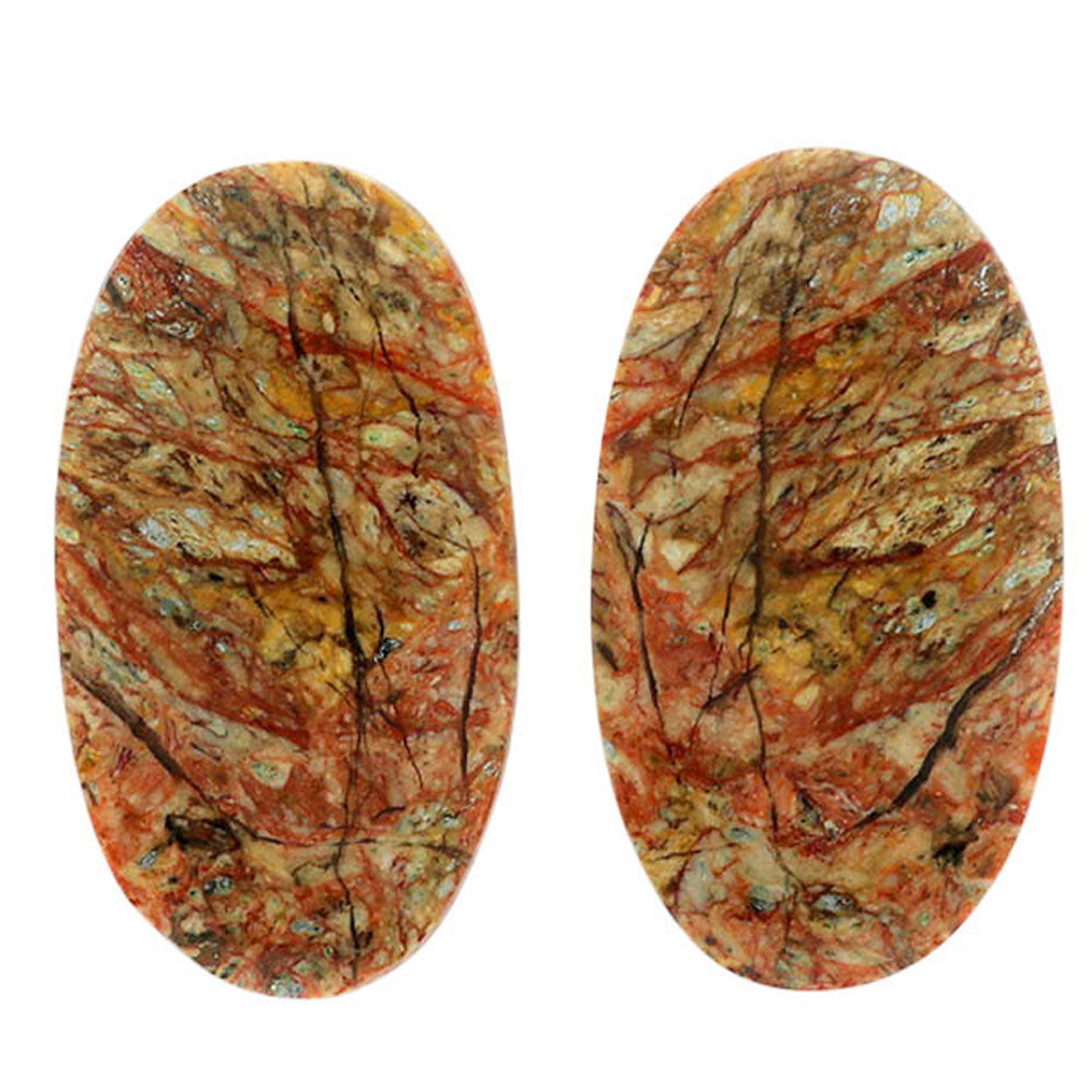 Leopard Skin Jasper Pair 15x27x4 mm Oval Shape Polished Gemstone LS30-07020