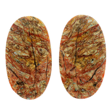 Leopard Skin Jasper Pair 15x27x4 mm Oval Shape Polished Gemstone LS30-07020