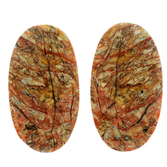 Leopard Skin Jasper Pair 15x27x4 mm Oval Shape Polished Gemstone LS30-07020