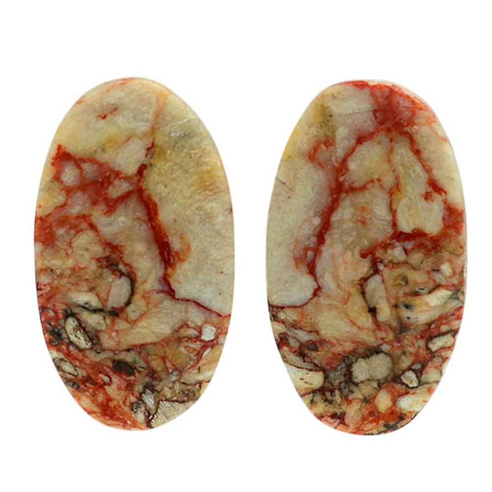 Leopard Skin Jasper Pair 13.8x24.1x3.7 mm Oval Shape Polished Gemstone LS30-07021
