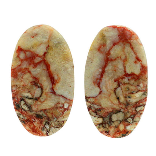 Leopard Skin Jasper Pair 13.8x24.1x3.7 mm Oval Shape Polished Gemstone LS30-07021
