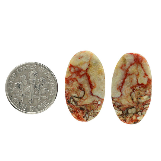 Leopard Skin Jasper Pair 13.8x24.1x3.7 mm Oval Shape Polished Gemstone LS30-07021