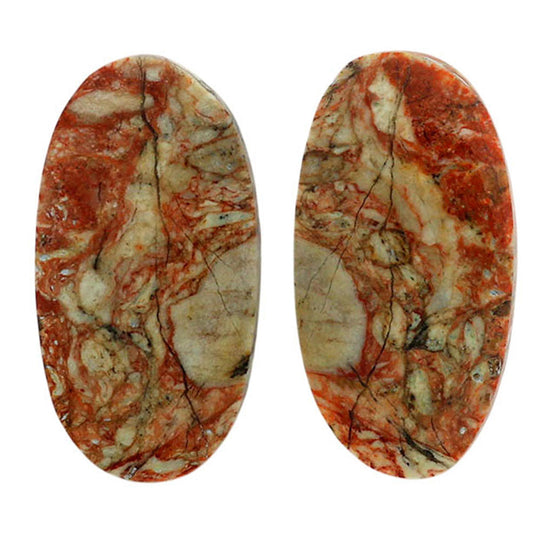 Leopard Skin Jasper Pair 12.7x24.1x3.8 mm Oval Shape Polished Gemstone LS30-07023