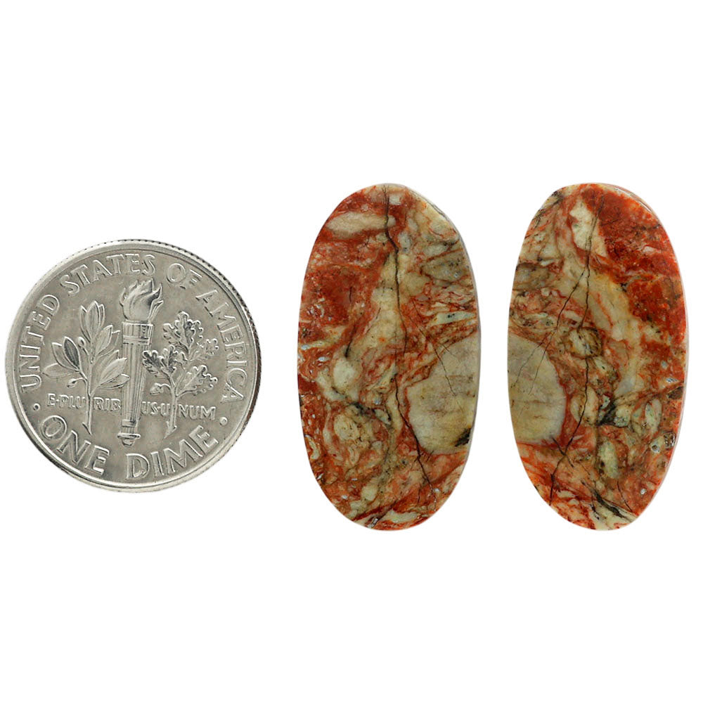 Leopard Skin Jasper Pair 12.7x24.1x3.8 mm Oval Shape Polished Gemstone LS30-07023