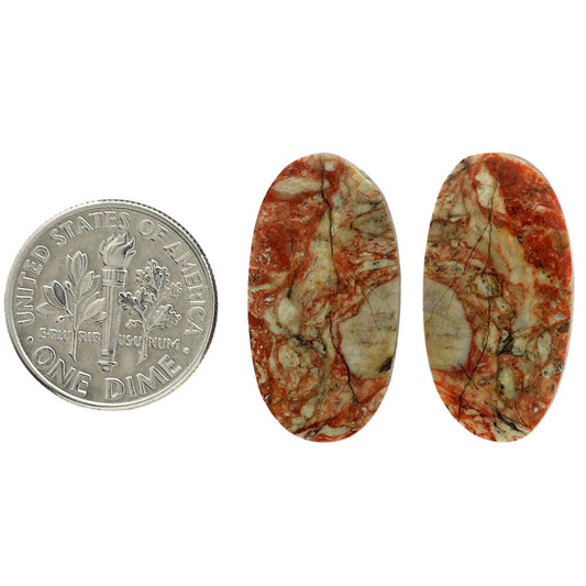 Leopard Skin Jasper Pair 12.7x24.1x3.8 mm Oval Shape Polished Gemstone LS30-07023