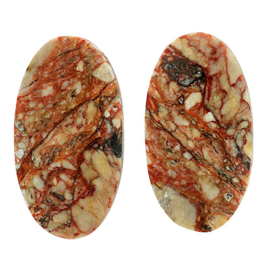 Leopard Skin Jasper Pair 13.4x24.9x4 mm Oval Shape Polished Gemstone LS30-07024