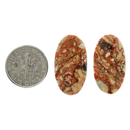 Leopard Skin Jasper Pair 13.4x24.9x4 mm Oval Shape Polished Gemstone LS30-07024