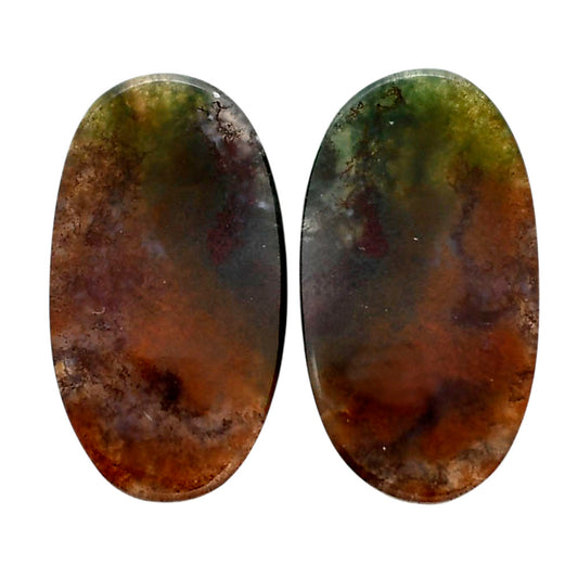 Texas Moss Agate Pair 15.2x27.5x4 mm Oval Shape Polished Gemstone LS31-04553