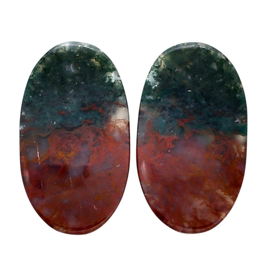 Texas Moss Agate Pair 15x26.1x4.5 mm Oval Shape Polished Gemstone LS31-04554