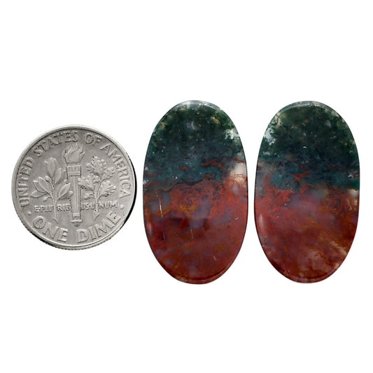 Texas Moss Agate Pair 15x26.1x4.5 mm Oval Shape Polished Gemstone LS31-04554