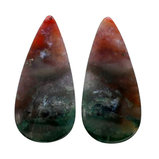 Texas Moss Agate Pair 12.5x26.2x4.5 mm Pear Shape Polished Gemstone LS31-04556