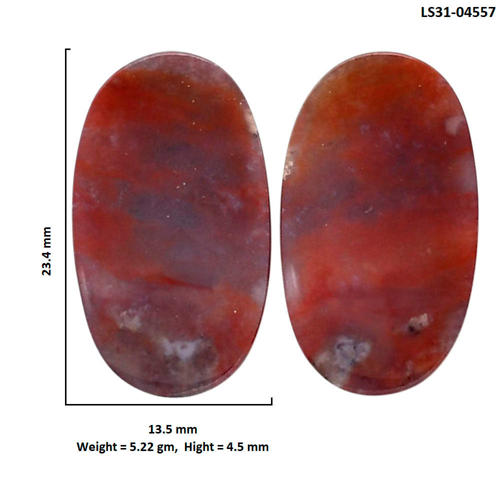 Texas Moss Agate Pair 13.5x23.4x4.5 mm Oval Shape Polished Gemstone LS31-04557