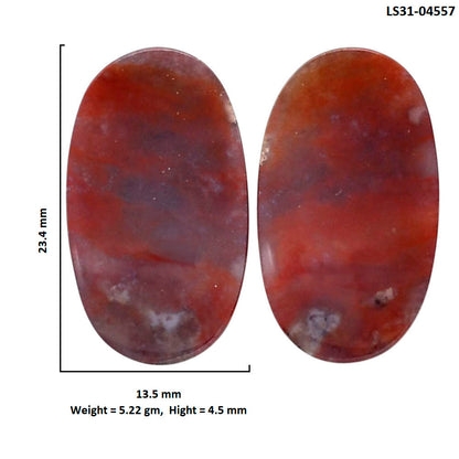 Texas Moss Agate Pair 13.5x23.4x4.5 mm Oval Shape Polished Gemstone LS31-04557