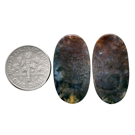 Texas Moss Agate Pair 14.4x27x4.3 mm Oval Shape Polished Gemstone LS31-04558