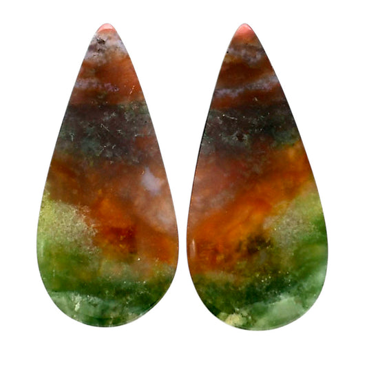 Texas Moss Agate Pair 14.8x29.6x4.5 mm Pear Shape Polished Gemstone LS31-04559